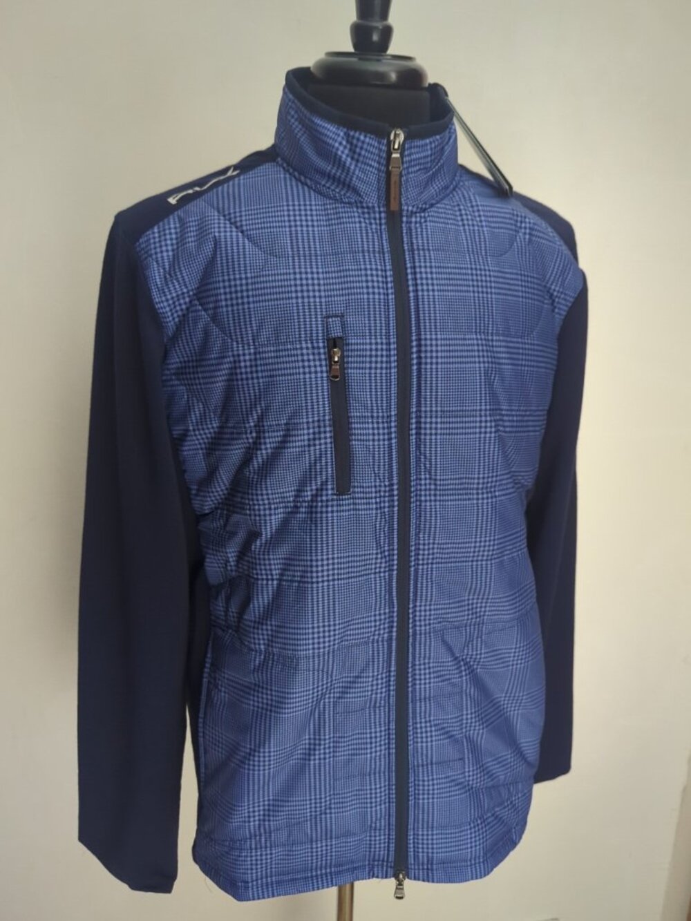 RLX Ralph Lauren Mens Large Hybrid Golf Jacket Wool Blend Navy Blue New $268